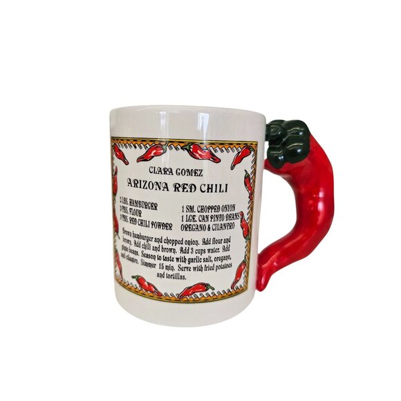 Chili Pepper Handle Mug With Arizona Red Chili Recipe Ceramic - Picture 1 of 6